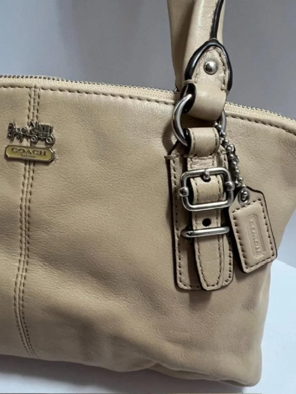 Coach Madison Mini Leather Satchel Handbag Beige Top straps w/cert of auth. VTG